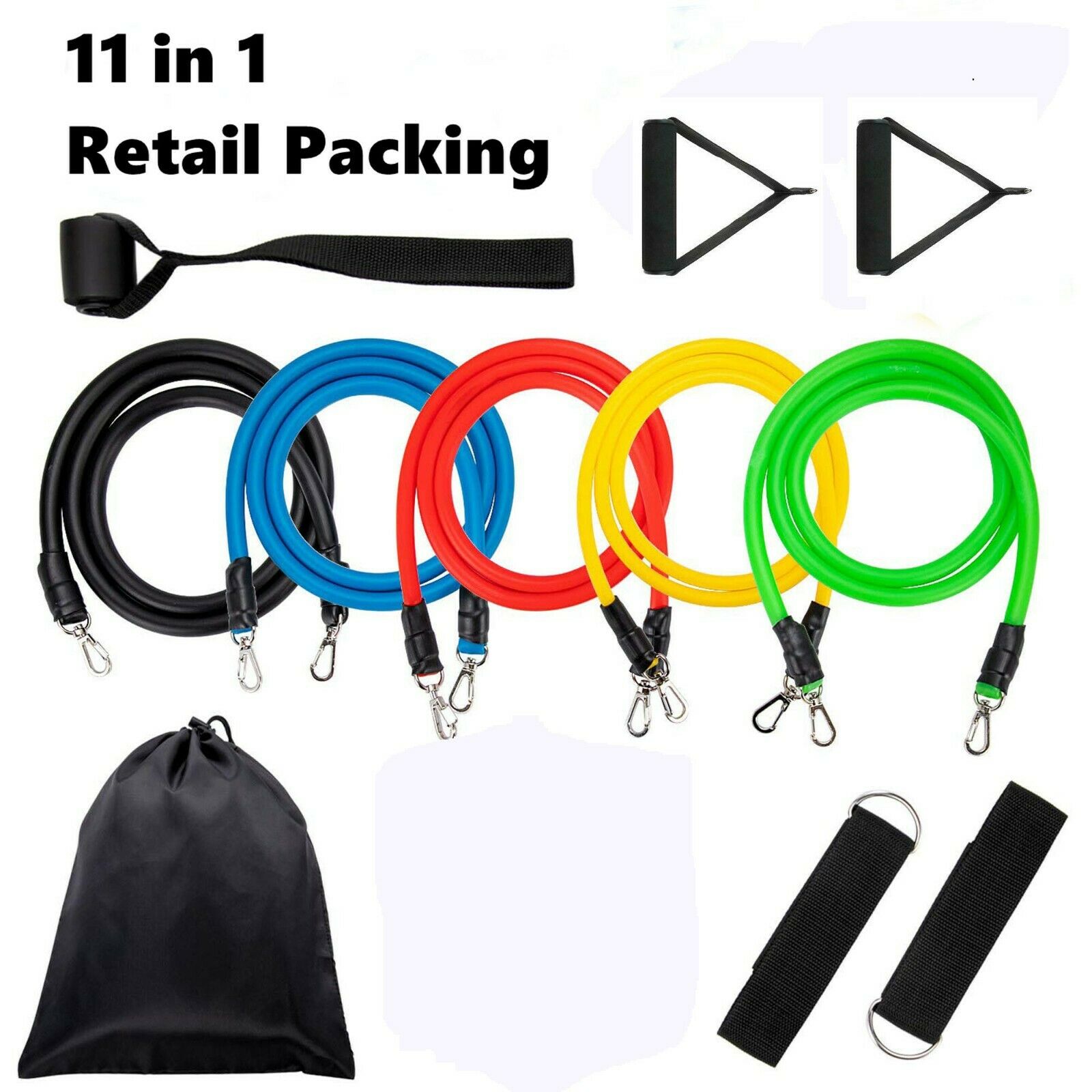 200 Lbs Gym 11pcs Set Exercise Resistance Bands Yoga Fitness Home